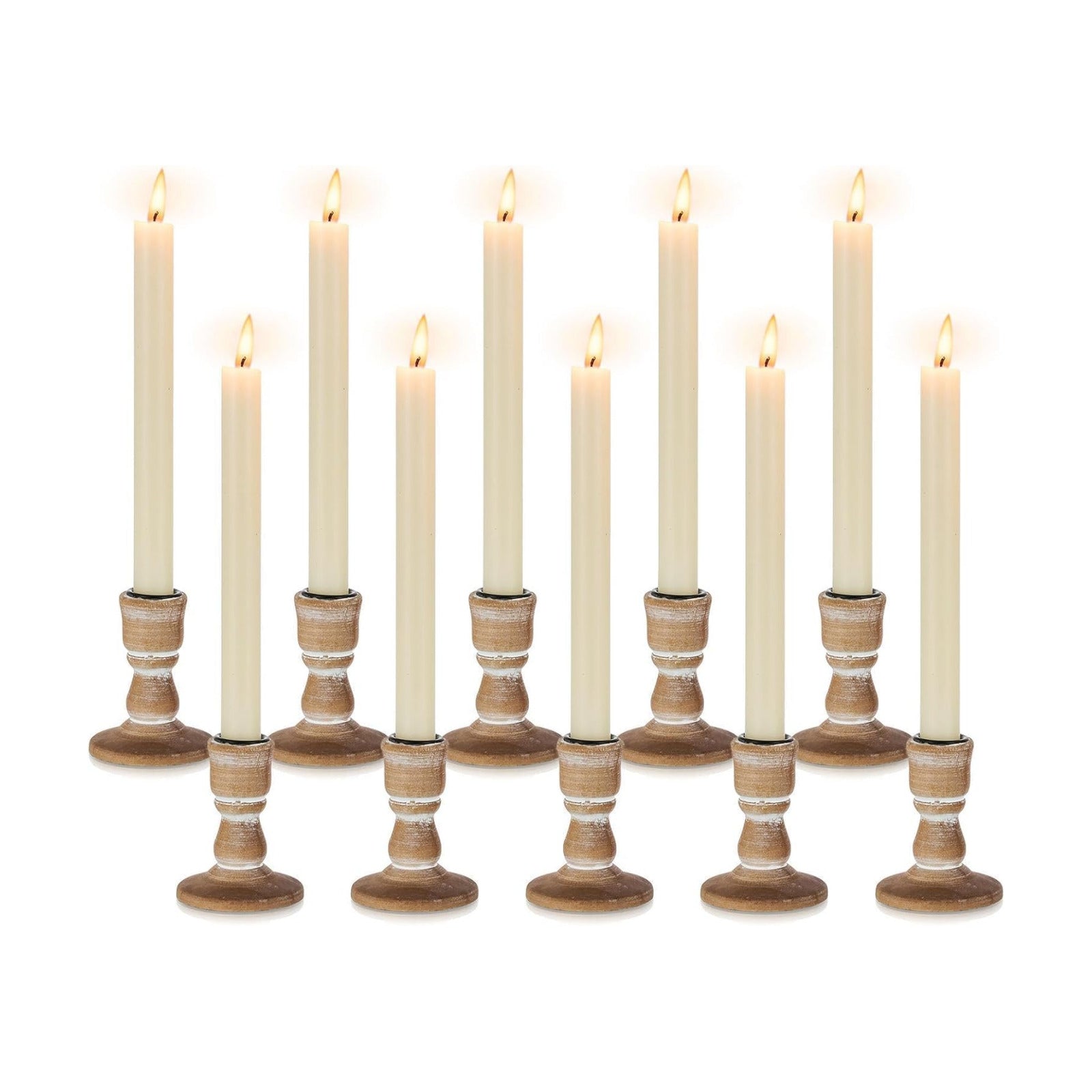 Wooden Candlestick Holders Rustic: Farmhouse Taper Candle Holder | for 0.87" Taper, Solid Wood, Distressed Finish, Set
