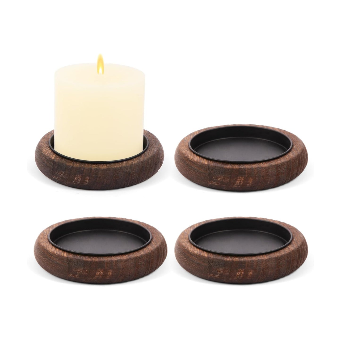 Wood Candle Holder Farmhouse Decor Wooden Pillar Candles Tray / Brown*4