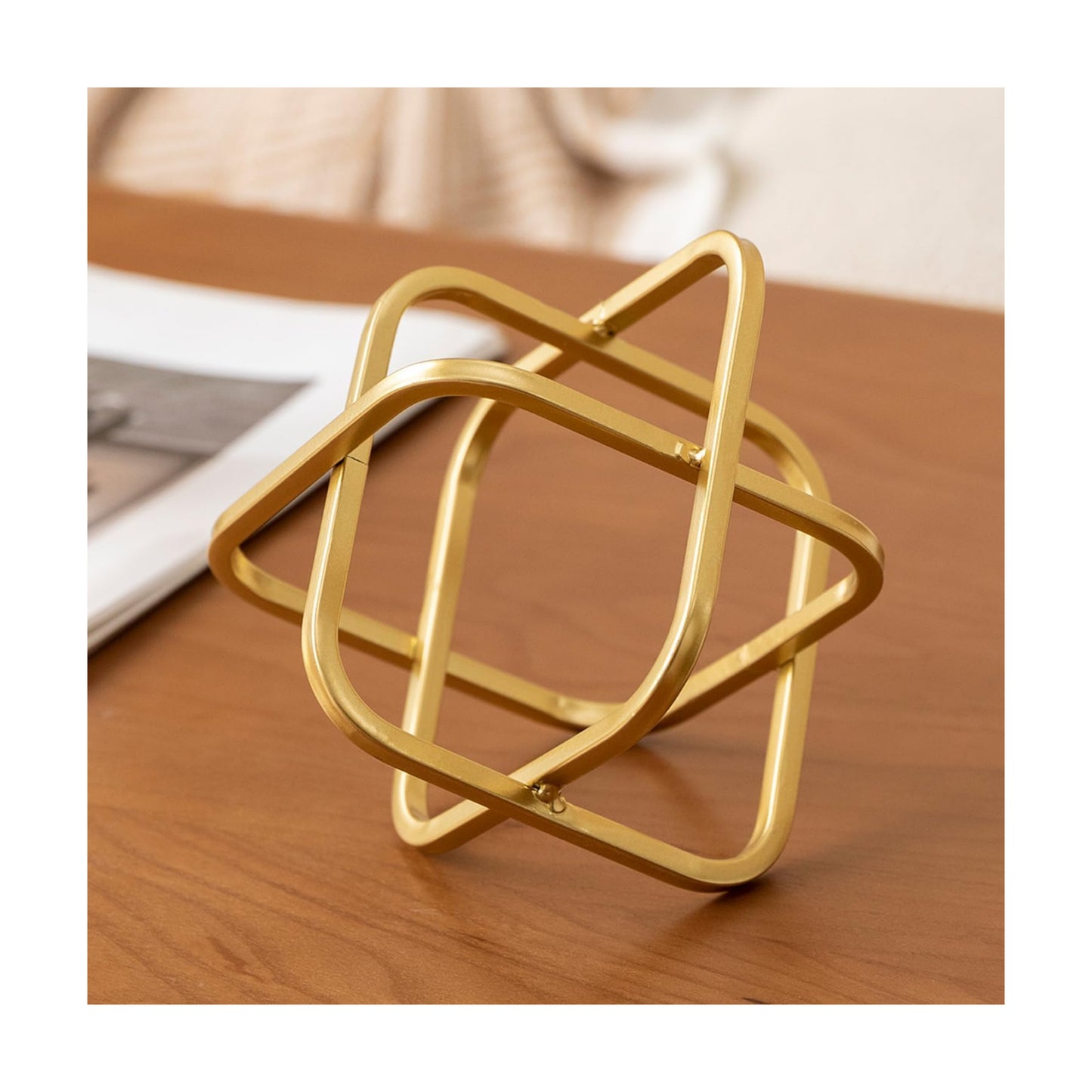 Modern Square Decorative Sphere / Gold Square-5.5in