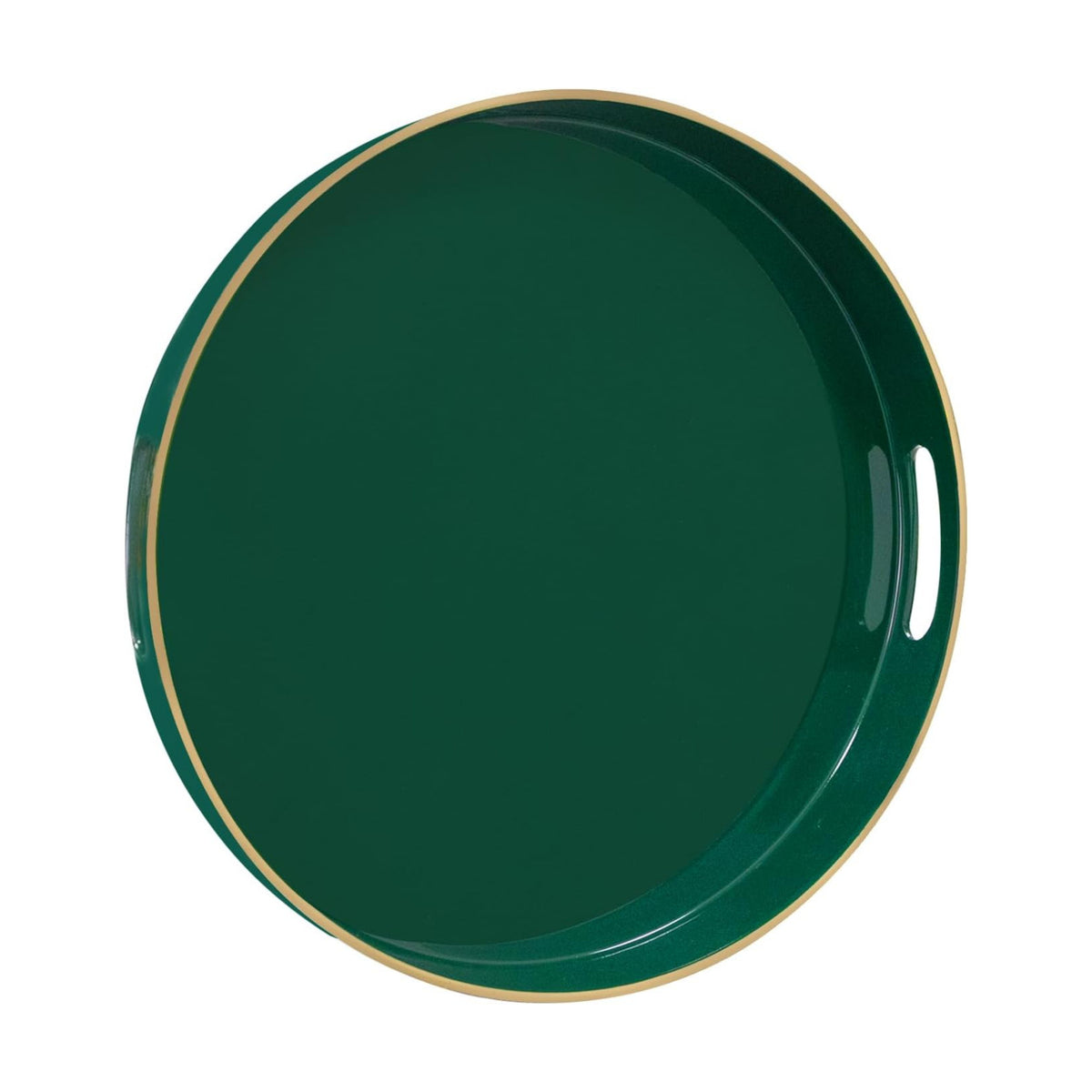 MAONAME 13" Dark Green Decorative Tray, Round Serving Tray with Handles