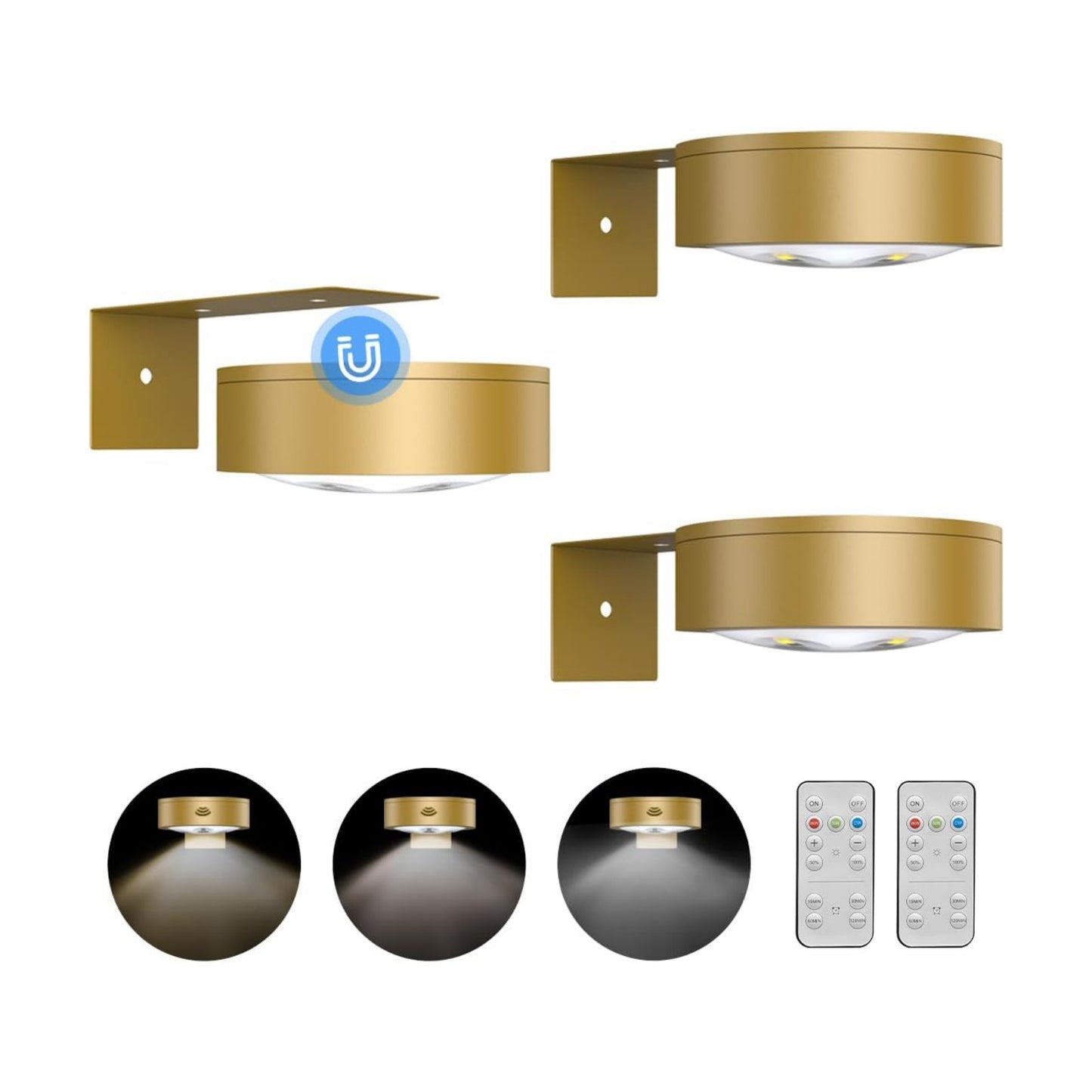 3Pack Picture Light Battery Operated Painting Lights for Wall Wireless Magnetic Display Art Light with Remote