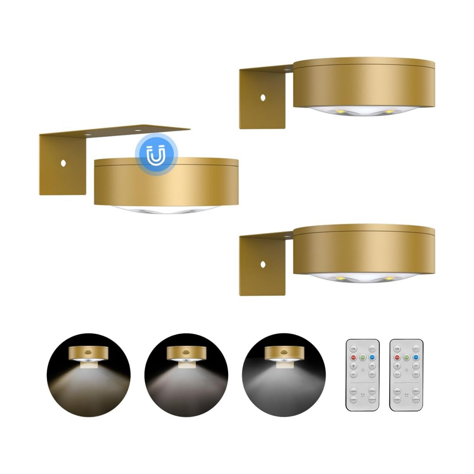 3Pack Picture Light Battery Operated Painting Lights for Wall Wireless Magnetic Display Art Light with Remote