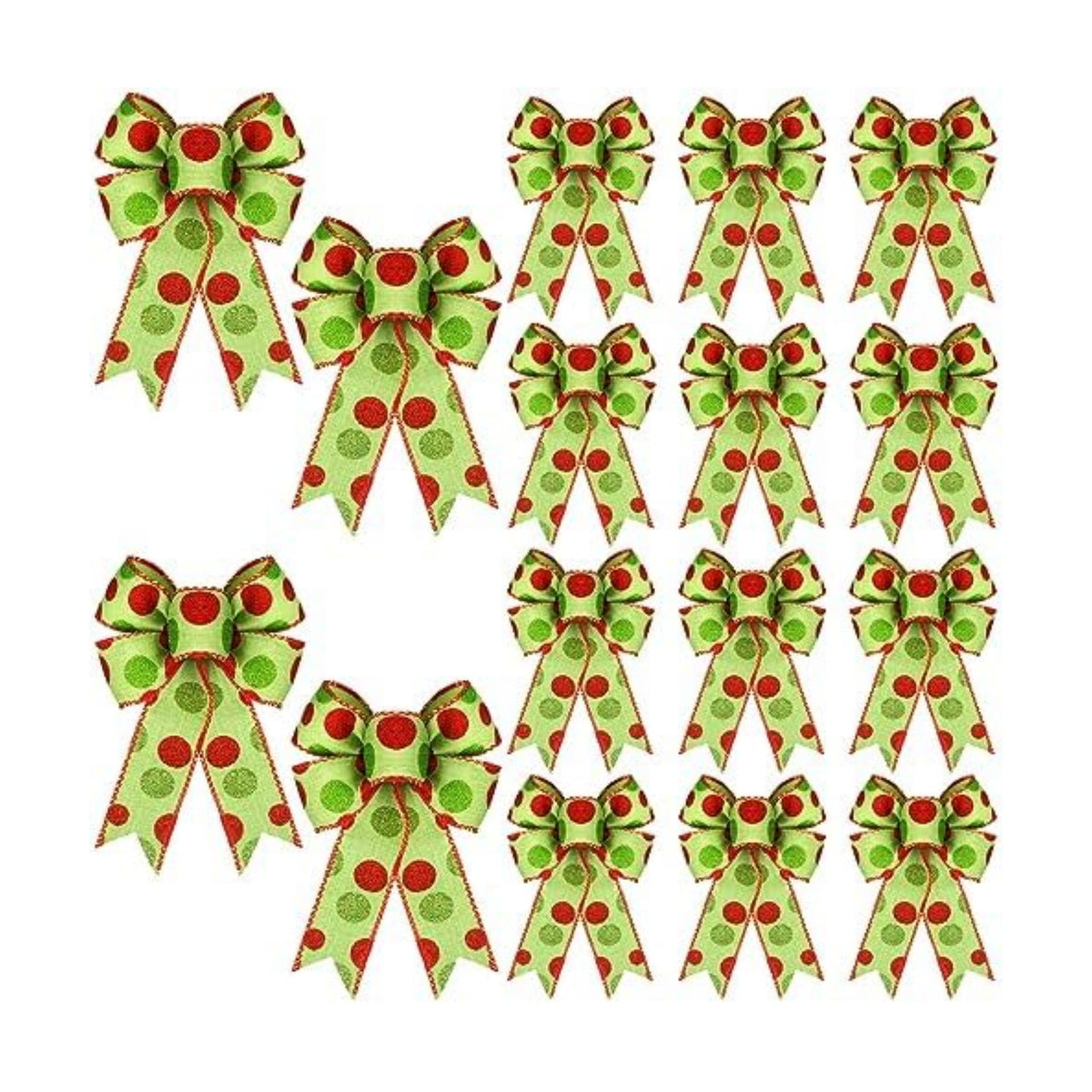 Lyrow 16 Pcs Large Christmas Bows Polka Dot Christmas Tree Bow