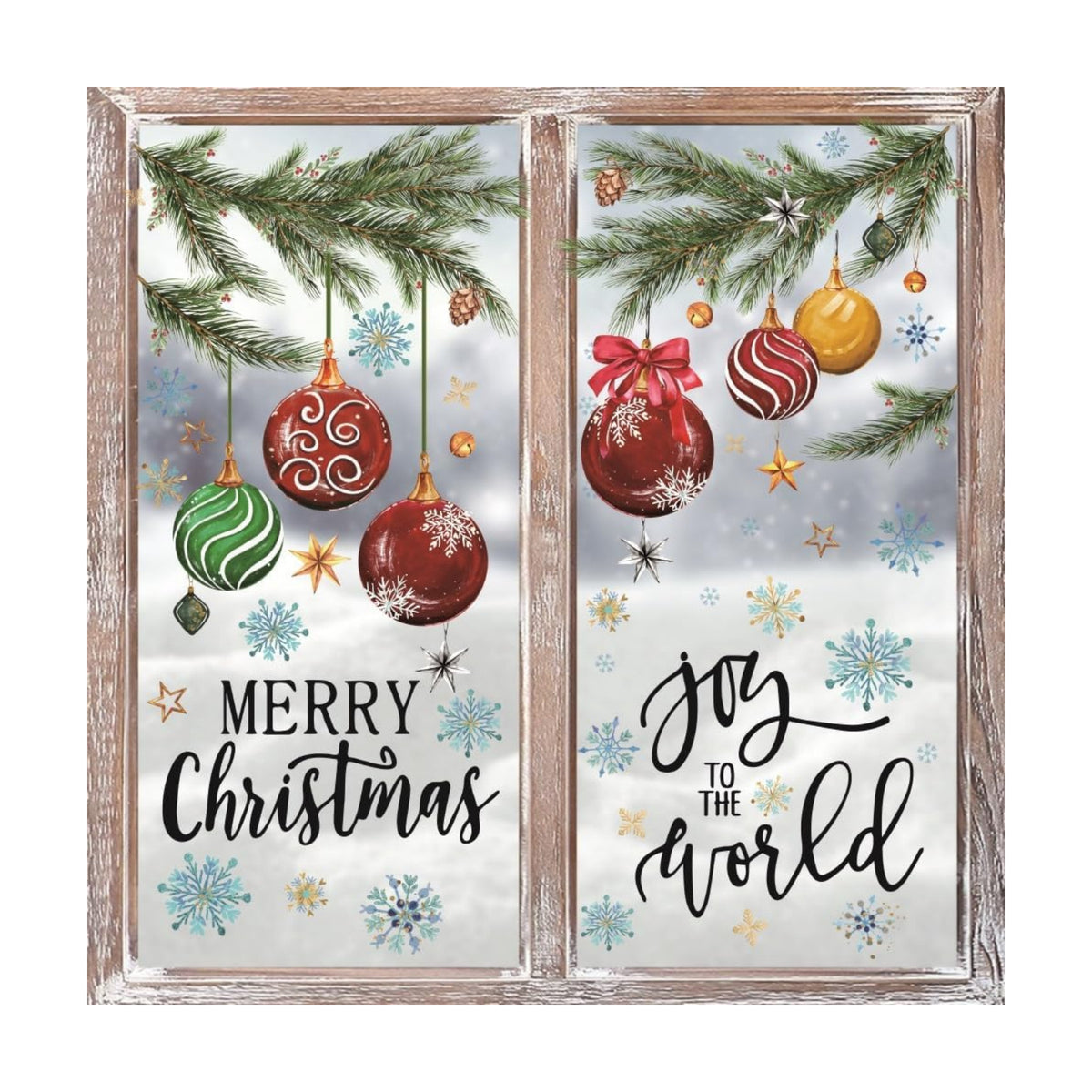 Horaldaily 65 PCS Christmas Window Cling Sticker, Xmas Balls Branches Snow for Home Party Supplies Shop Window Glass Display Decoration