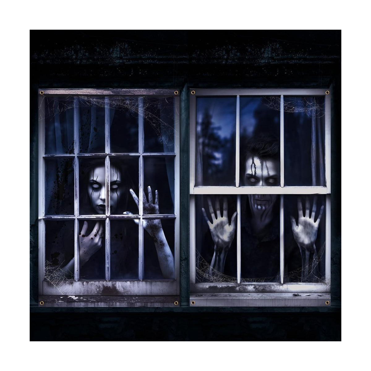 Newwiee 2 Pcs Scary Halloween Curtain Window Silhouette Cover, Spooky Ghost