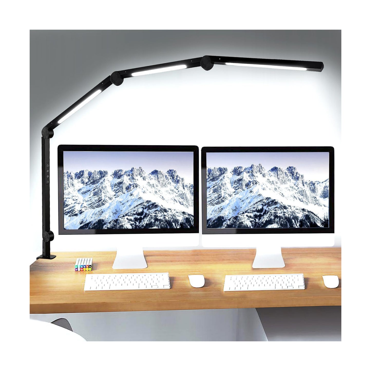 LED Desk Lamp with Clamp & Flexible Arm - 3 Light Sources, 4 Color Modes & 5 Brightness Levels, Eye-Caring Table Light