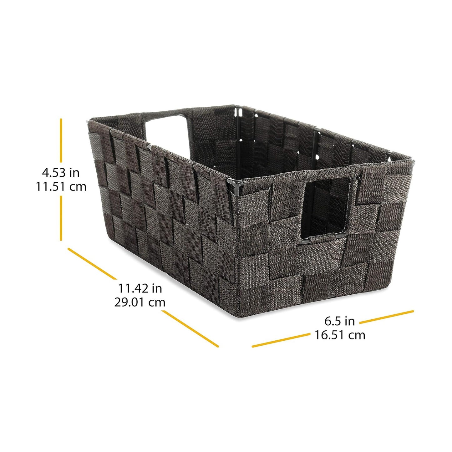6581-2712-ESPR Woven Strap Small Shelf Storage Tote / 11.42 x 6.5 x 4.53 / Espresso / Set of 2
