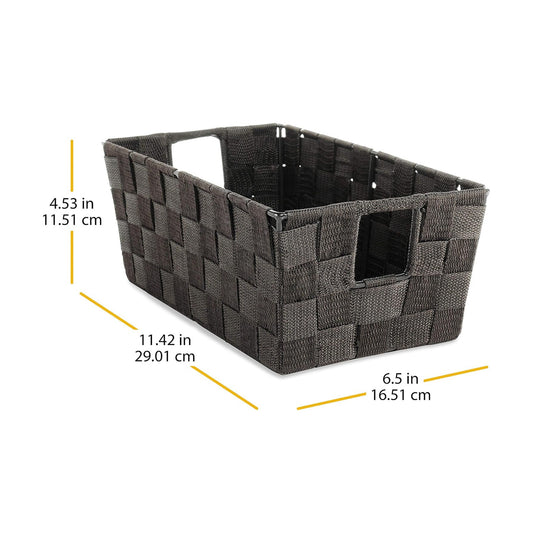 6581-2712-ESPR Woven Strap Small Shelf Storage Tote / 11.42 x 6.5 x 4.53 / Espresso / Set of 2