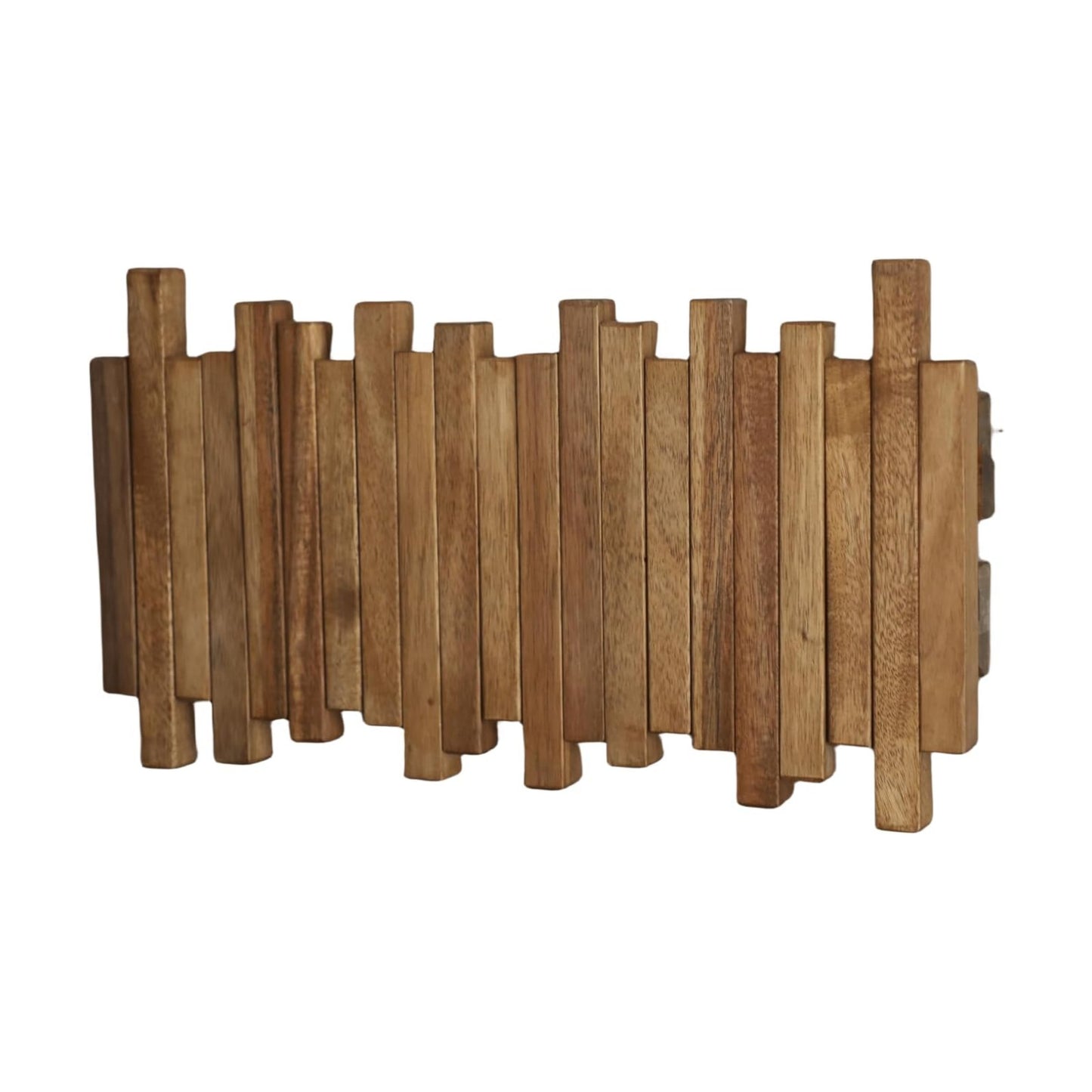 Natural Wood Wall Mounted Piano Coat Rack| Coat Rack Wall Mount| Flip Down Wall Hook Rack 5 Hooks| Entryway Wall Art