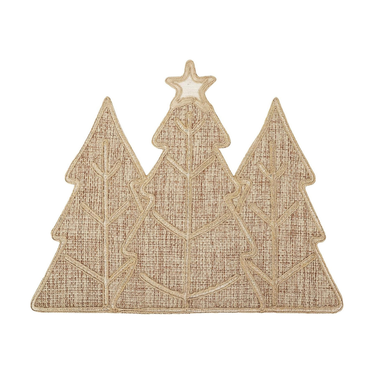 Feuille Burlap Farmhouse Winter Placemats Set of 4 Christmas Tree Holiday Placemats for Table Decorations