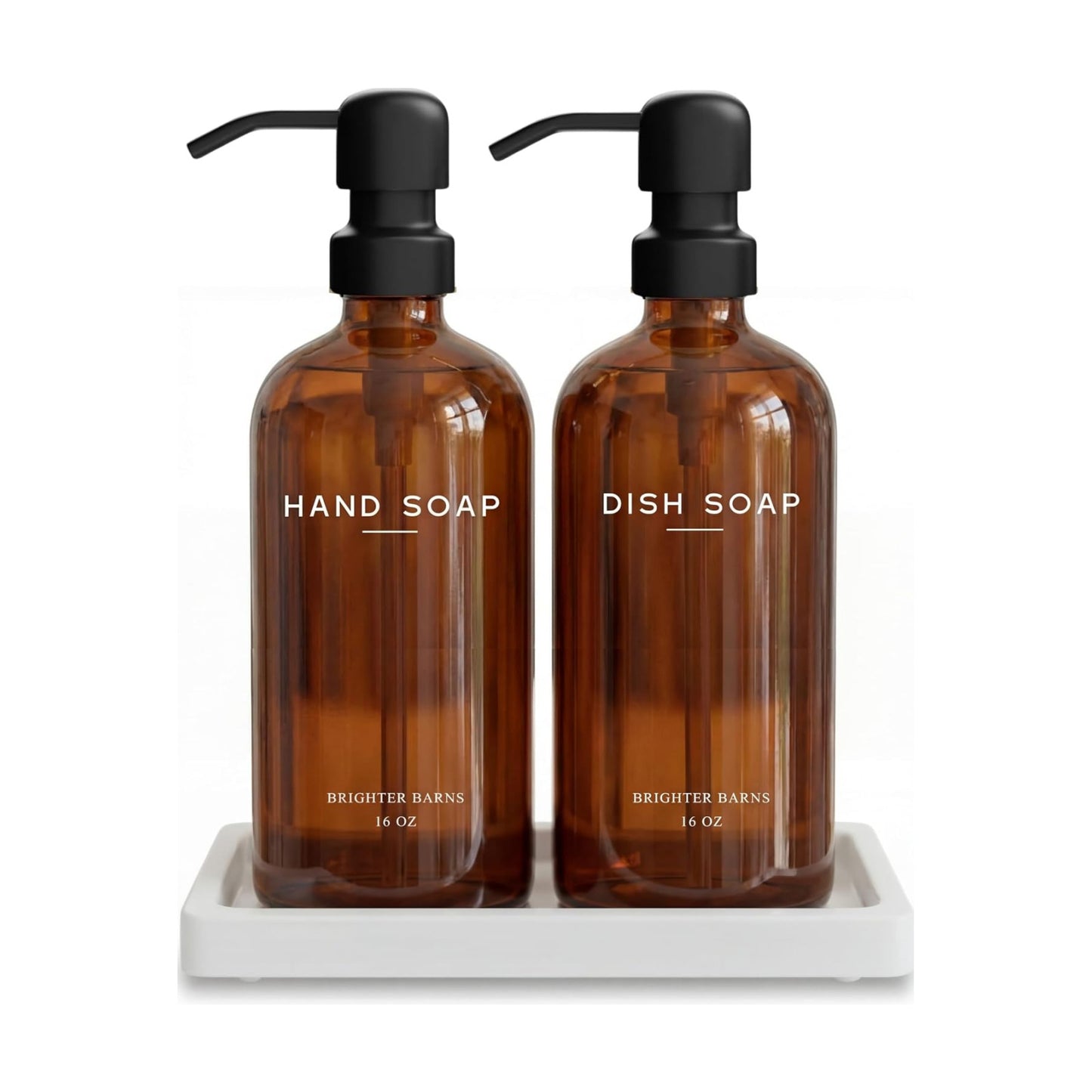 Tray / Amber Glass Hand and Dish Soap Dispenser Set by / Amber Hd