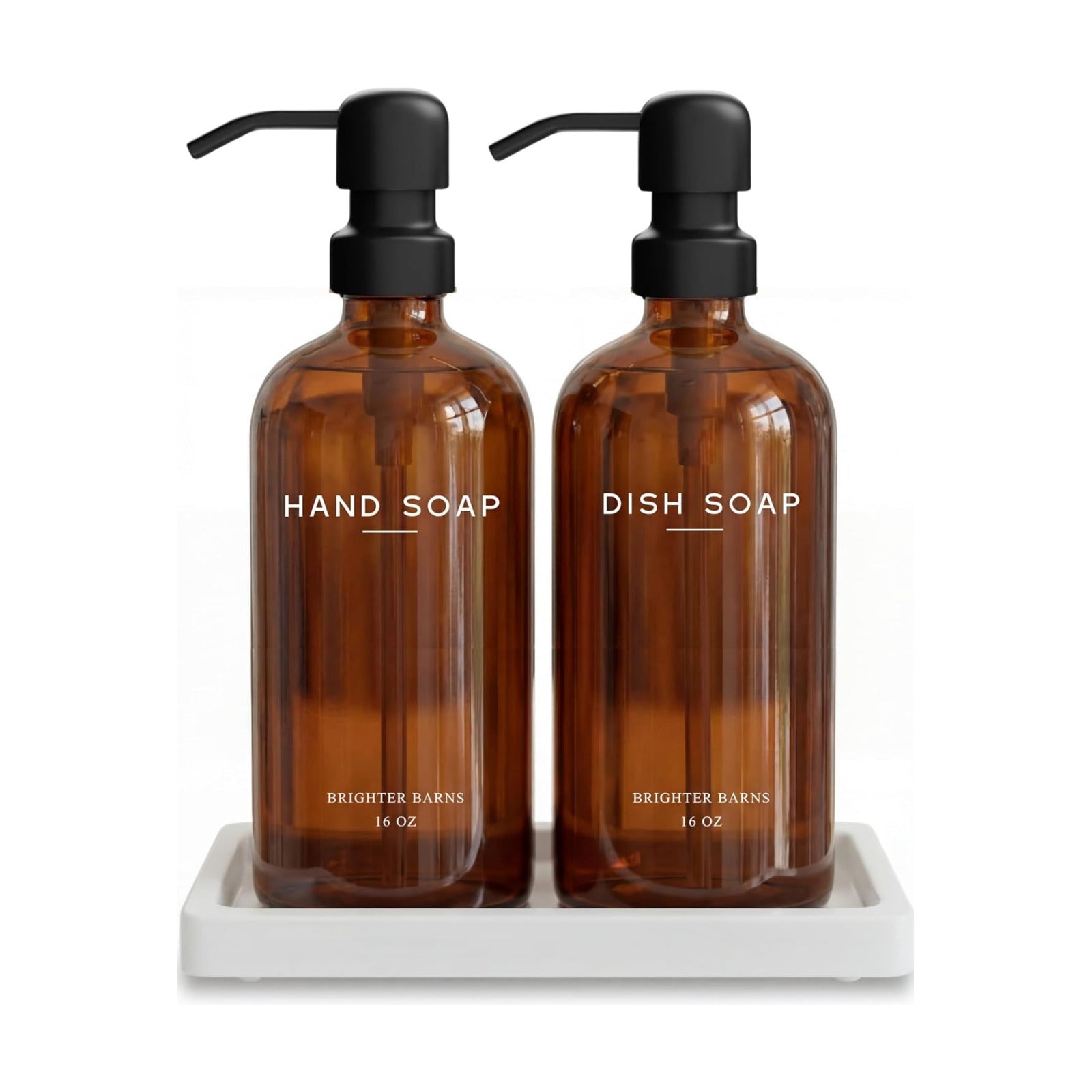Tray / Amber Glass Hand and Dish Soap Dispenser Set by / Amber Hd