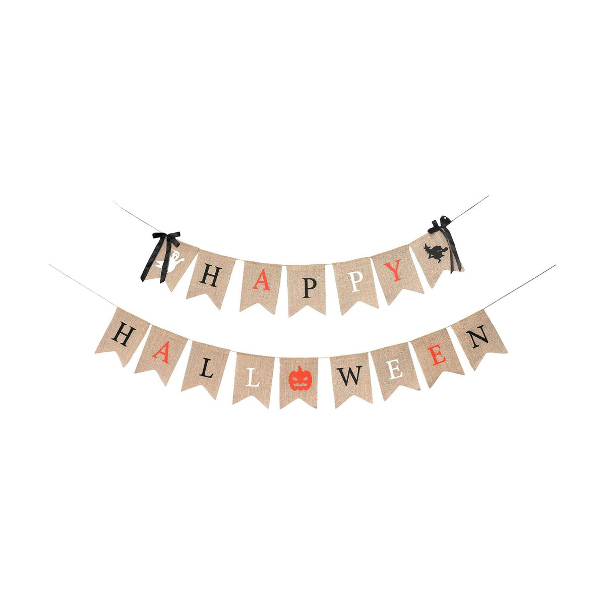 Mandala Crafts Burlap Happy Halloween Banners Garland Rustic Decorations