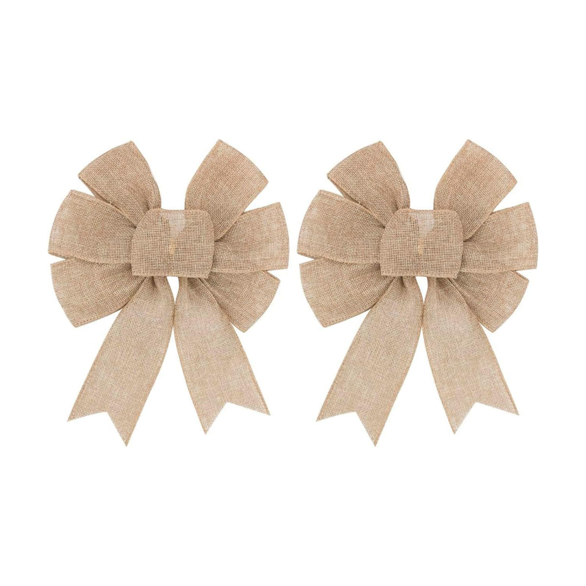 2pcs Burlap Wreath Rustic Jute Bow Christmas Tree Topper Ornament for Birthday Wedding Holiday Party Decorations