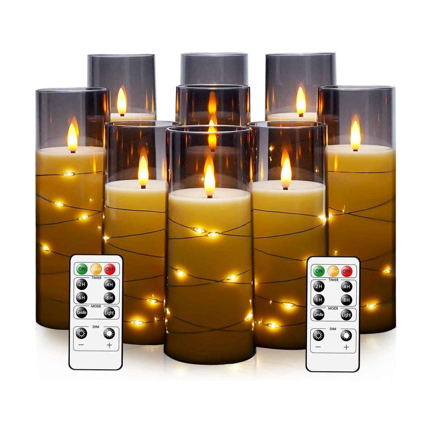 kakoya Flameless LED Candles with Timer 9 Pc Flickering Flameless Candles for Romantic Ambiance and Home Decoration