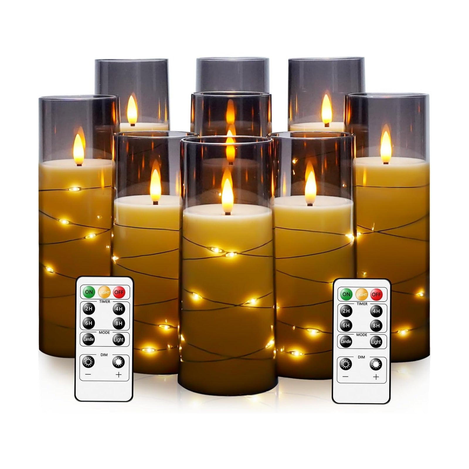 kakoya Flameless LED Candles with Timer 9 Pc Flickering Flameless Candles for Romantic Ambiance and Home Decoration