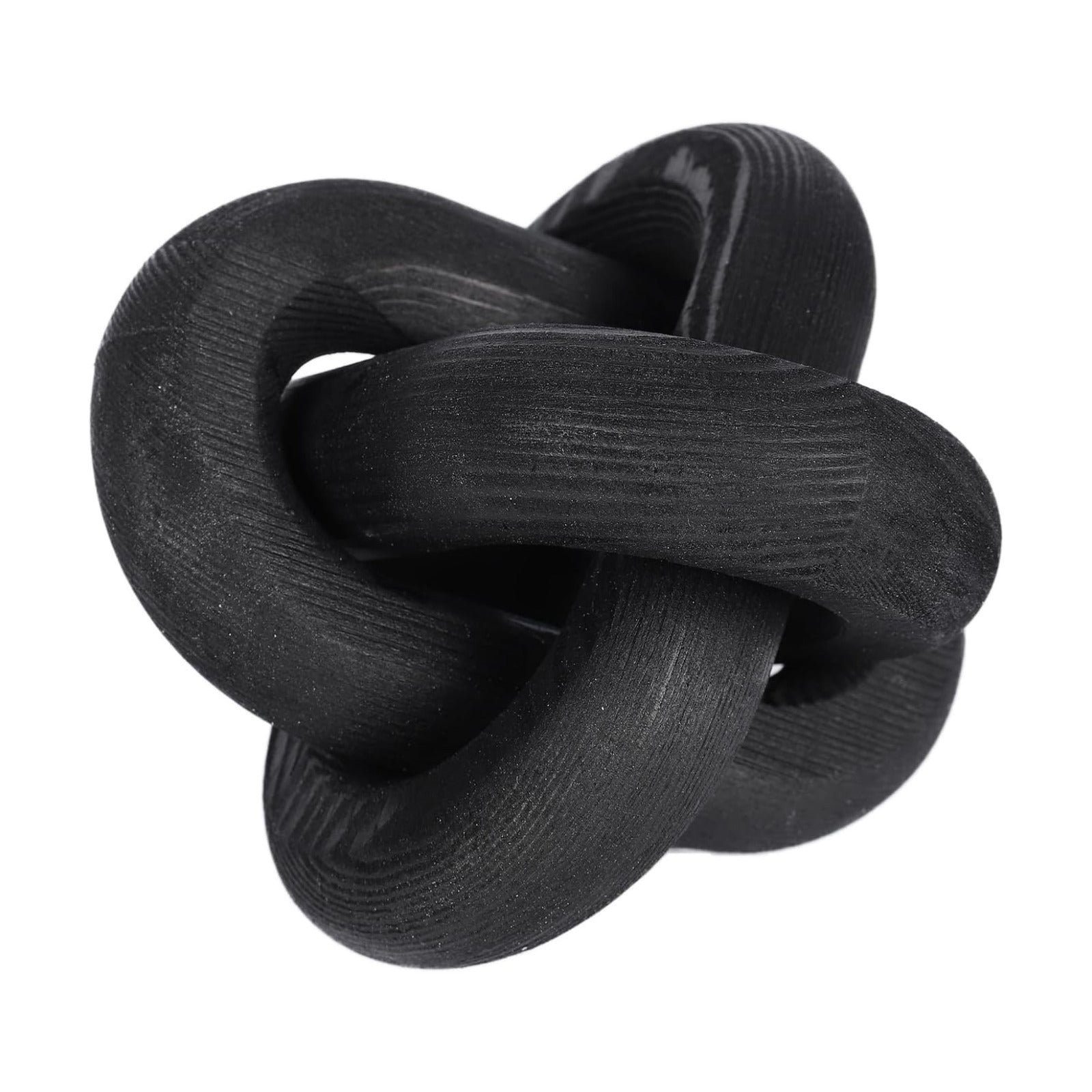 U-BUYHOUSE Wood Knot Decor Hand Carved Modern Boho Decorative Wood Chain for Farmhouse / Black