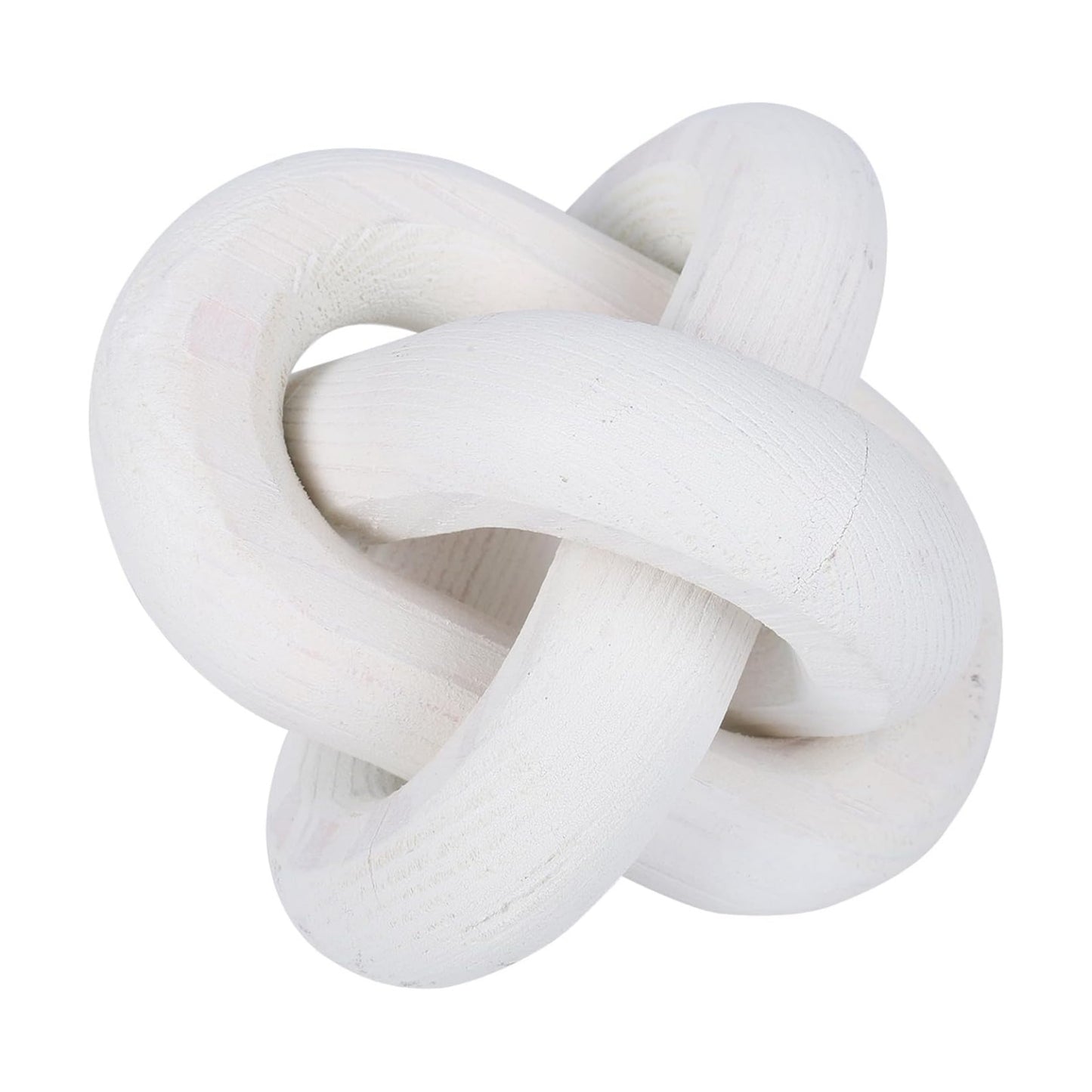 Wood Knot Decor Hand Carved Modern Boho Decorative Wood Knot Small 3-Link Decorative Wood / White