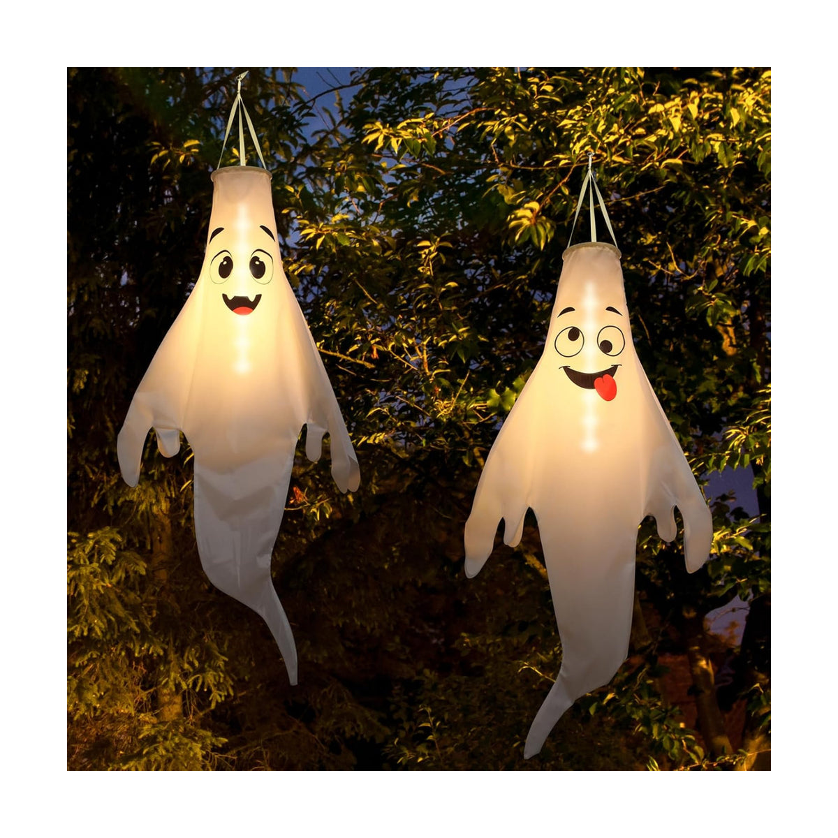 Timer Halloween Ghost Decorations Outdoor, Hanging Ghosts Halloween Decor