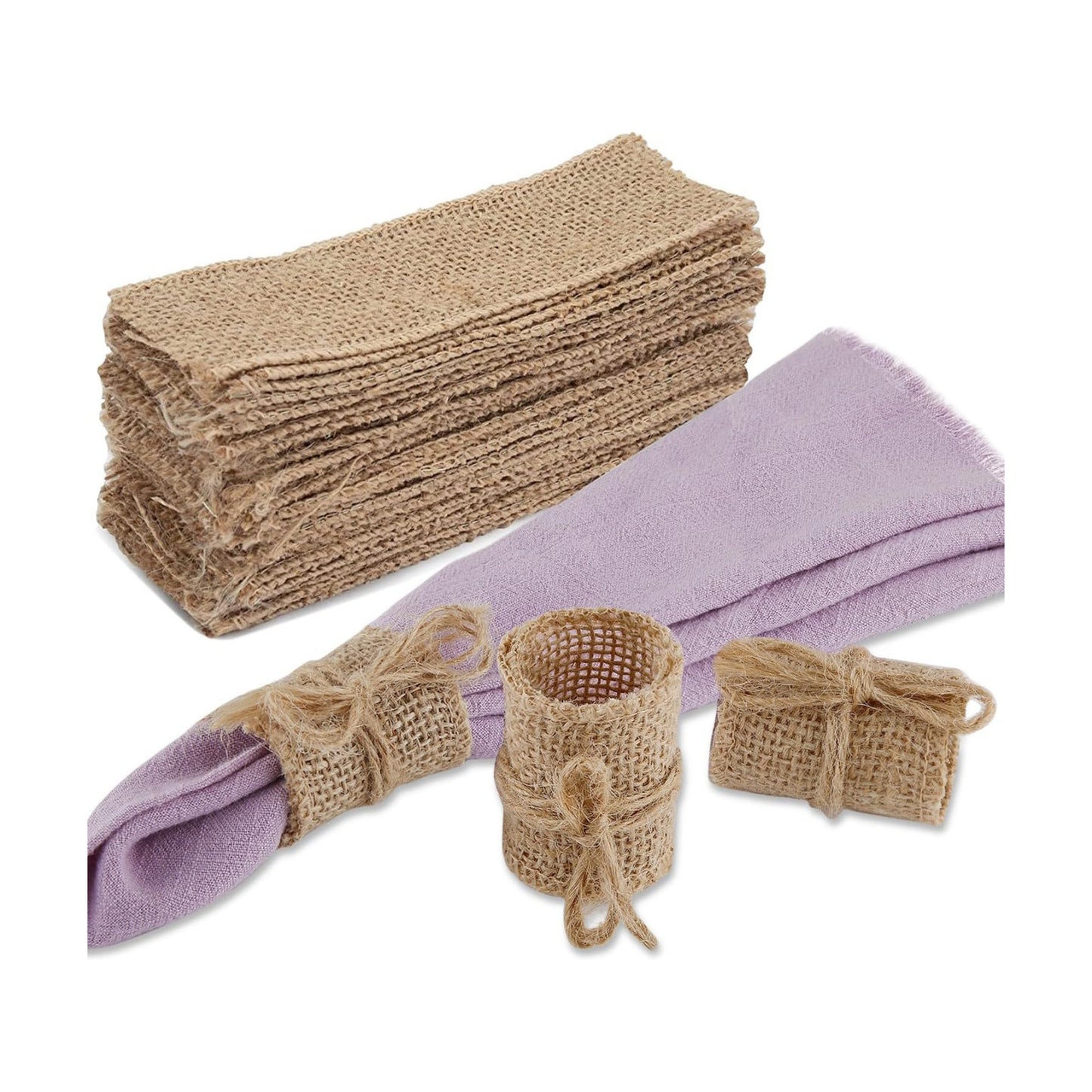 Burlap Napkin Rings Bulk Adjustable Nautical Rattan Holder / Set of 50