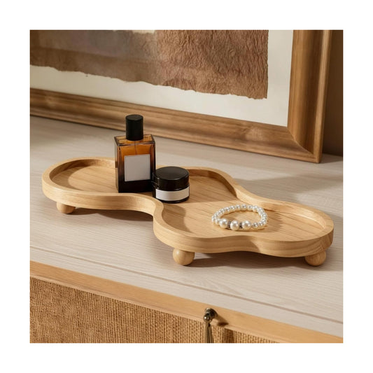 Wood Cloud Perfume Tray Irregular Jewelry Decorative Tray for Women Trinket Dish Ring / Wood Color