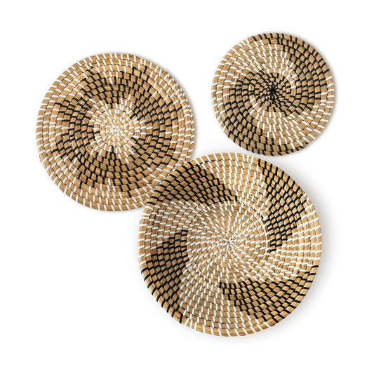Boho Wall Basket Decor Decorative Bulrush Woven Basket Wall Decor Art Farmhouse / Classic / Set of 3
