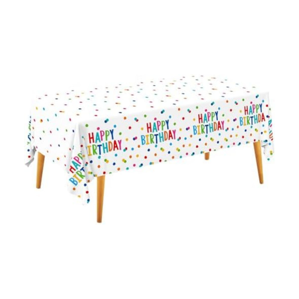 Happy Birthday Decorations: Birthday Party Supplies Set - Birthday Dots Design with Happy Birthday Tablecloth. Includes 3 Pack of 54X108inch Waterproof Plastic Table Covers for Boys/Girls Party