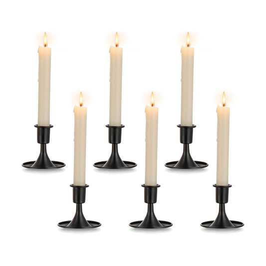 Black Candlestick Candle Holders for Taper ：6 PCS Romadedi Candle Stick Holder Set Vintage Table Centerpiece Halloween Decoration Wedding Christmas Fireplace Mantel Home Deocr