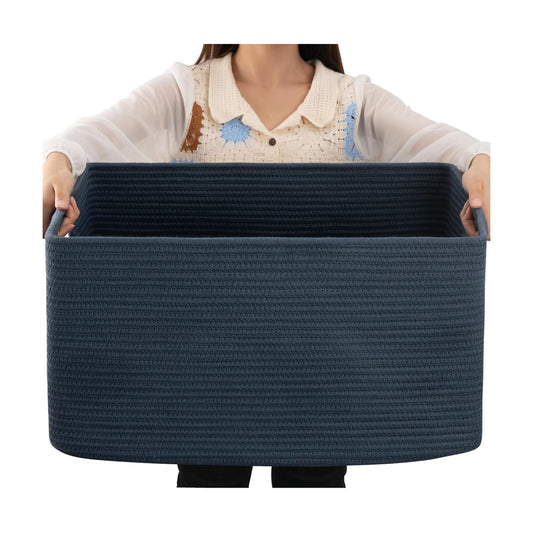Woven Storage Basket / Blue / 22 x 17 x 12