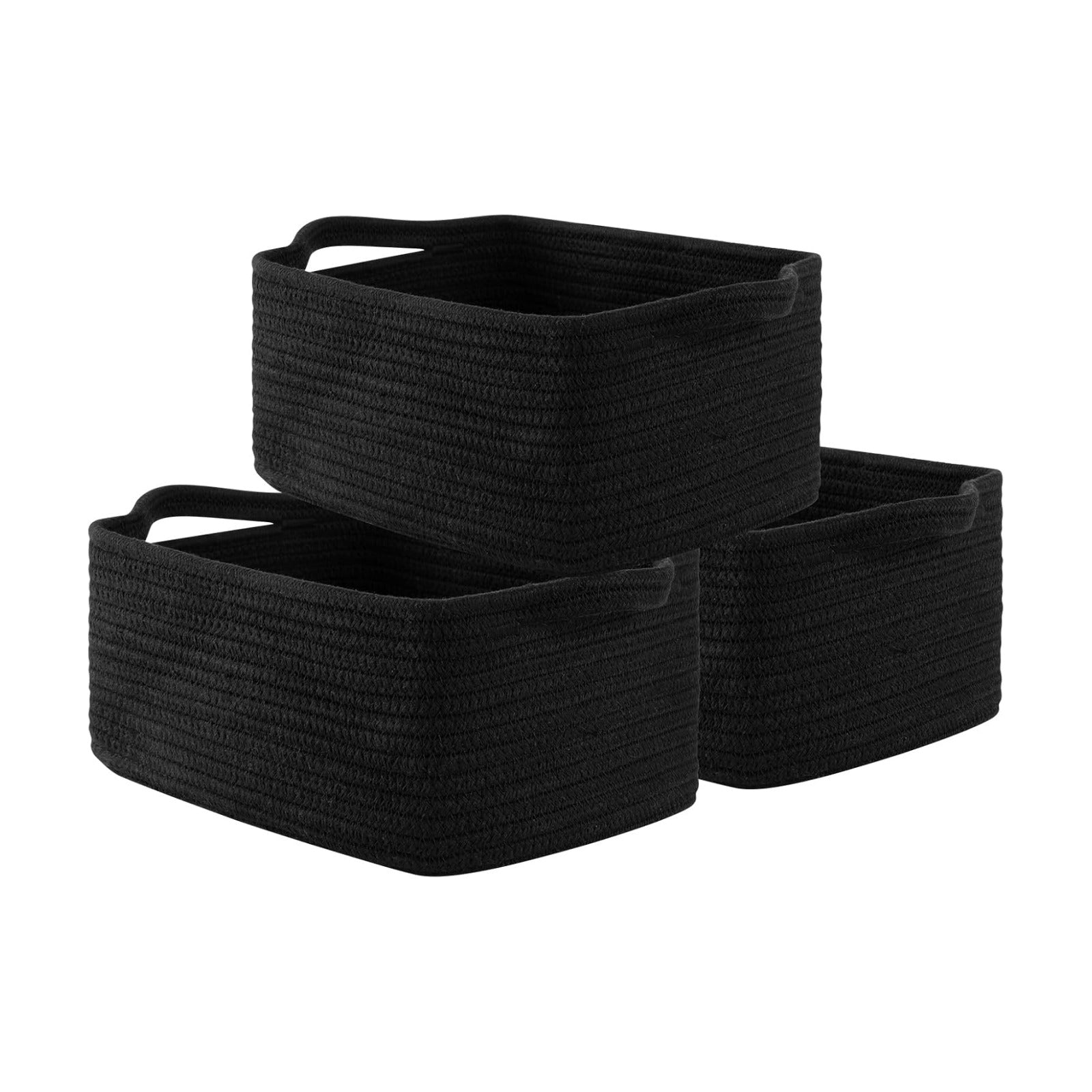 Cotton Rope Woven Baskets for Storage / Black / Set of 3