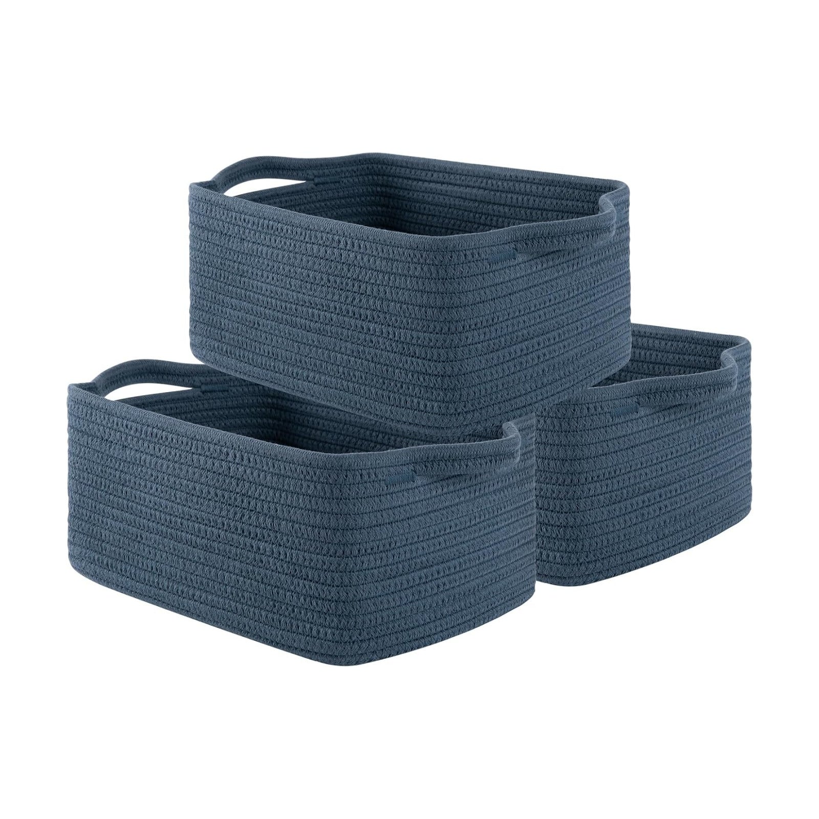 Cotton Rope Woven Baskets for Storage / Blue / Set of 3