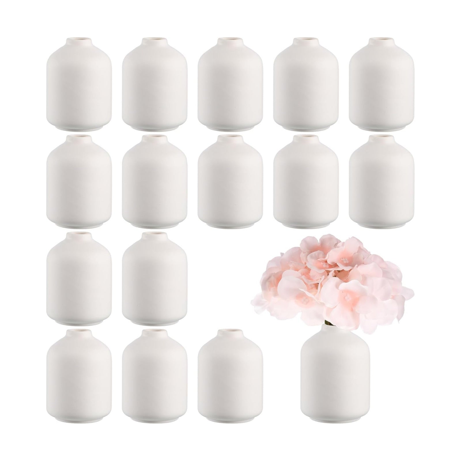 Ceramic Bud Vases Bulk Boho Small Flower Vase Ceramic / 3.9"*2.76 / Stylish / White / Set of 15