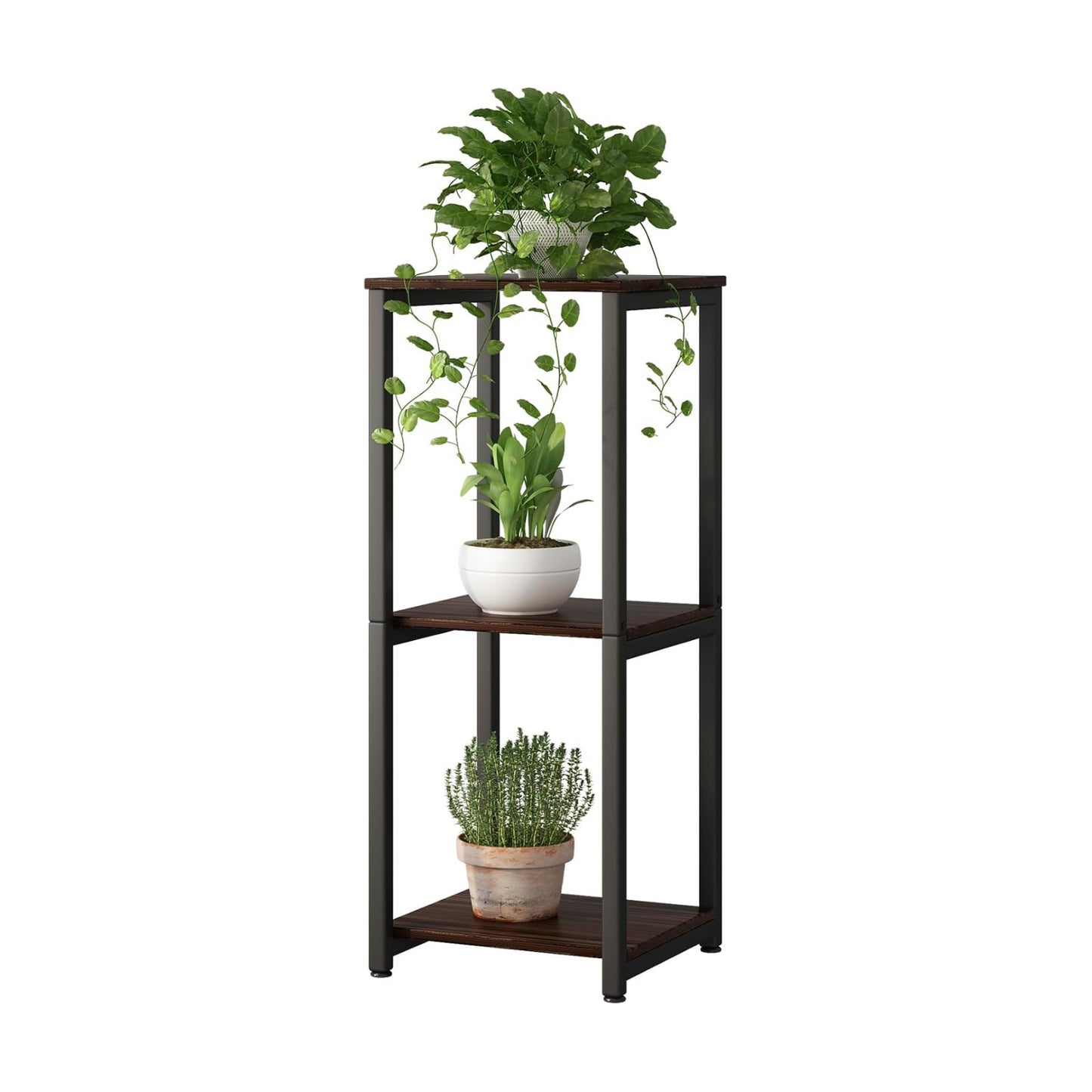 3 Tier Plant Stand Indoor Corner Tall Square Shape Plant Shelf | Modern Metal MDF board Flower Storage,Suitable tight