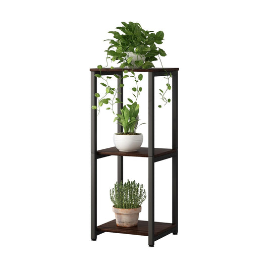 3 Tier Plant Stand Indoor Corner Tall Square Shape Plant Shelf | Modern Metal MDF board Flower Storage,Suitable tight