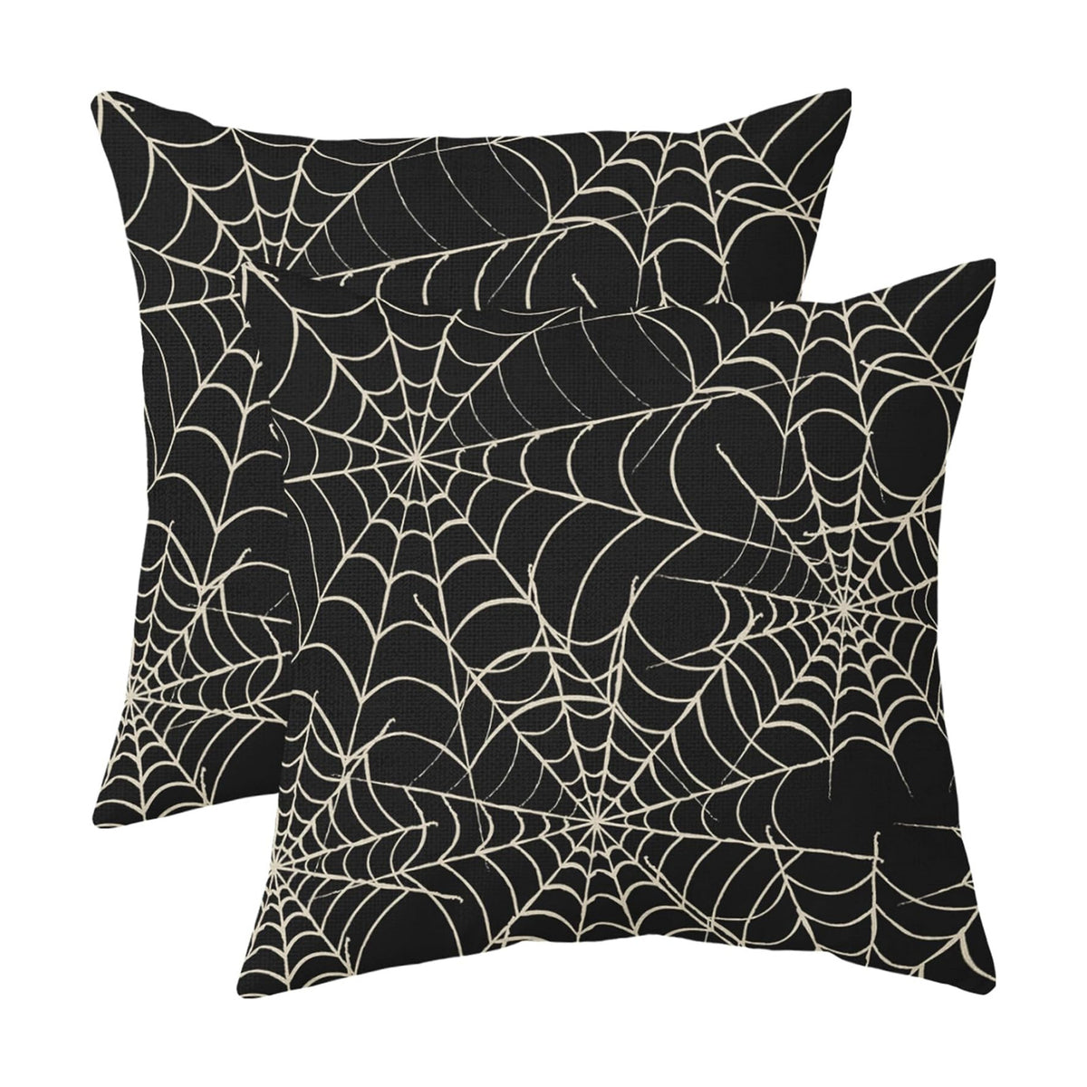 Halloween Spiderweb Pillow Covers 16x16 Set of 2 Black White Spider Web Outdoor Decorative Throw Pillows Halloween Scary Themed Farmhouse Pillowcases Linen Cushion Case Decor for Home Sofa Couch Bed