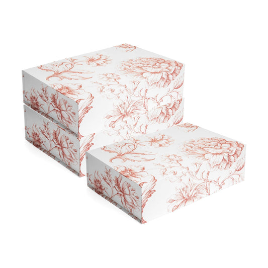 Pink Floral Decorative Boxes / 11.5 x 7.5 x 3.5 / Pink Bouquet / 1 Count / Set of 3