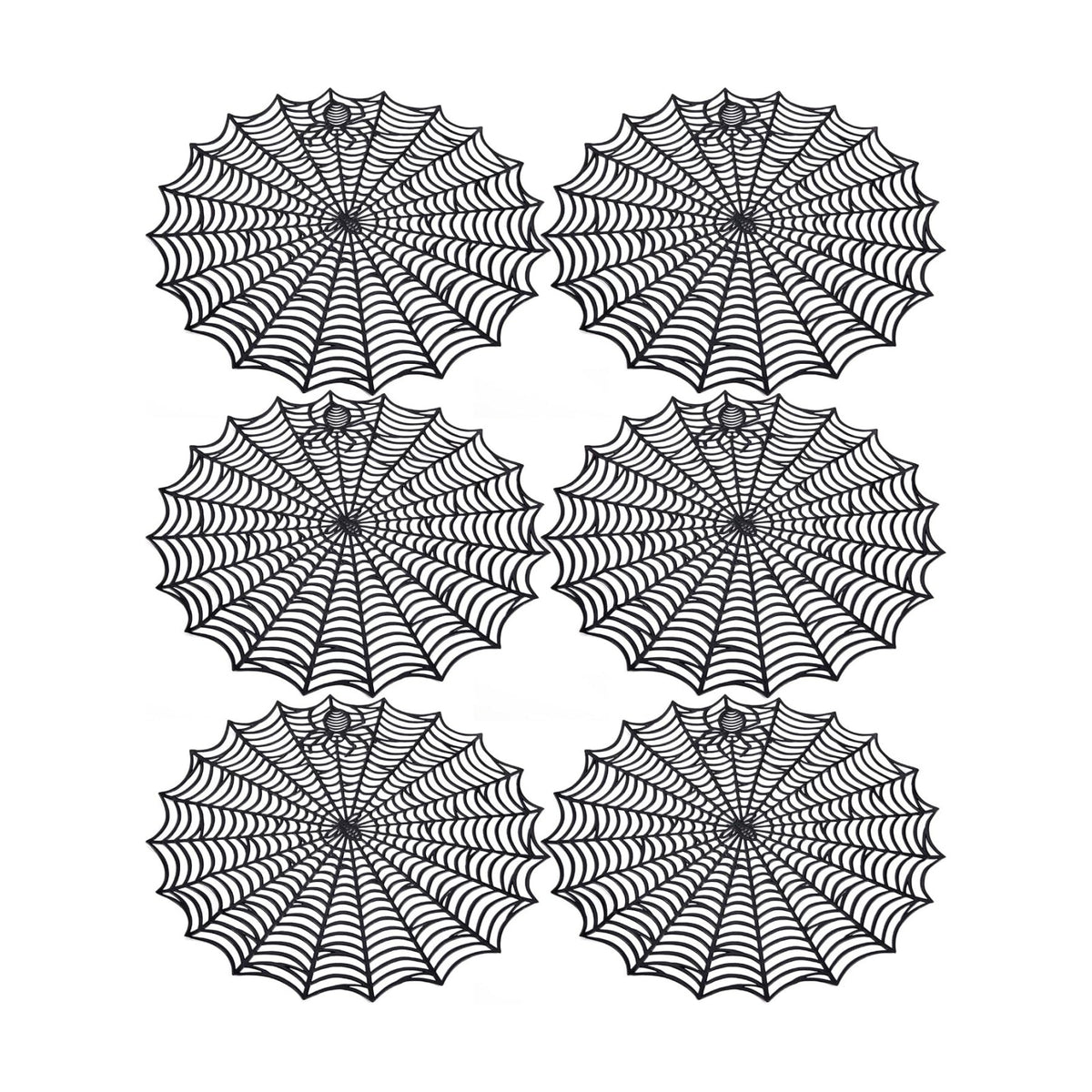 6 Pcs Halloween Spider Web Placemats, Brown, 15" Diameter