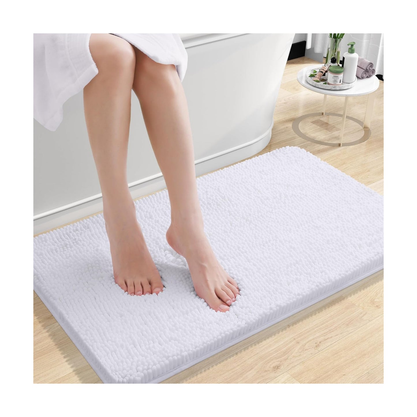 OLANLY Small Bathroom Rugs 24x16, Extra Soft Absorbent Chenille Bath Rugs