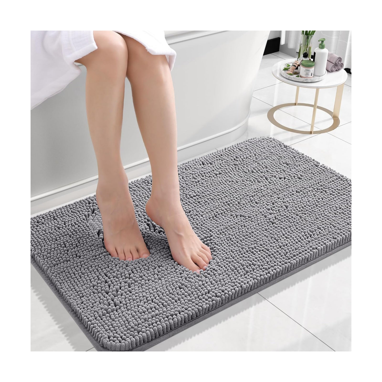 OLANLY Small Bathroom Rugs 24x16, Extra Soft Absorbent Chenille Bath Rugs