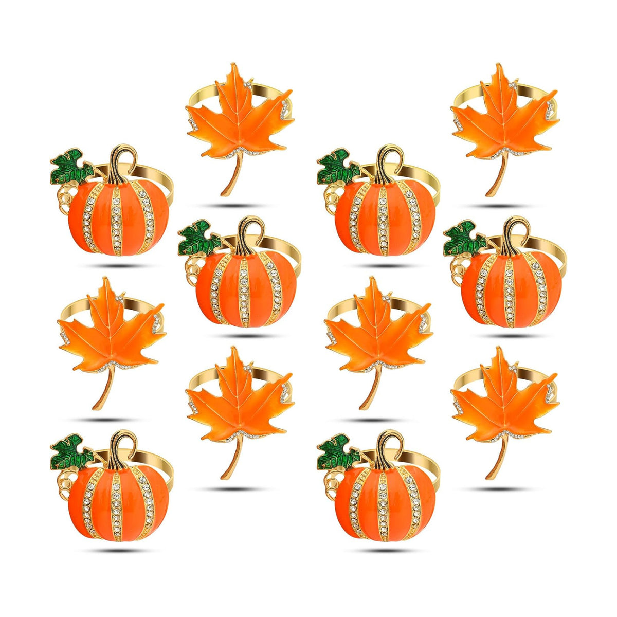 KPOSIYA Thanksgiving Napkin Rings, Fall Napkin Holders, Pumpkin, 12pcs