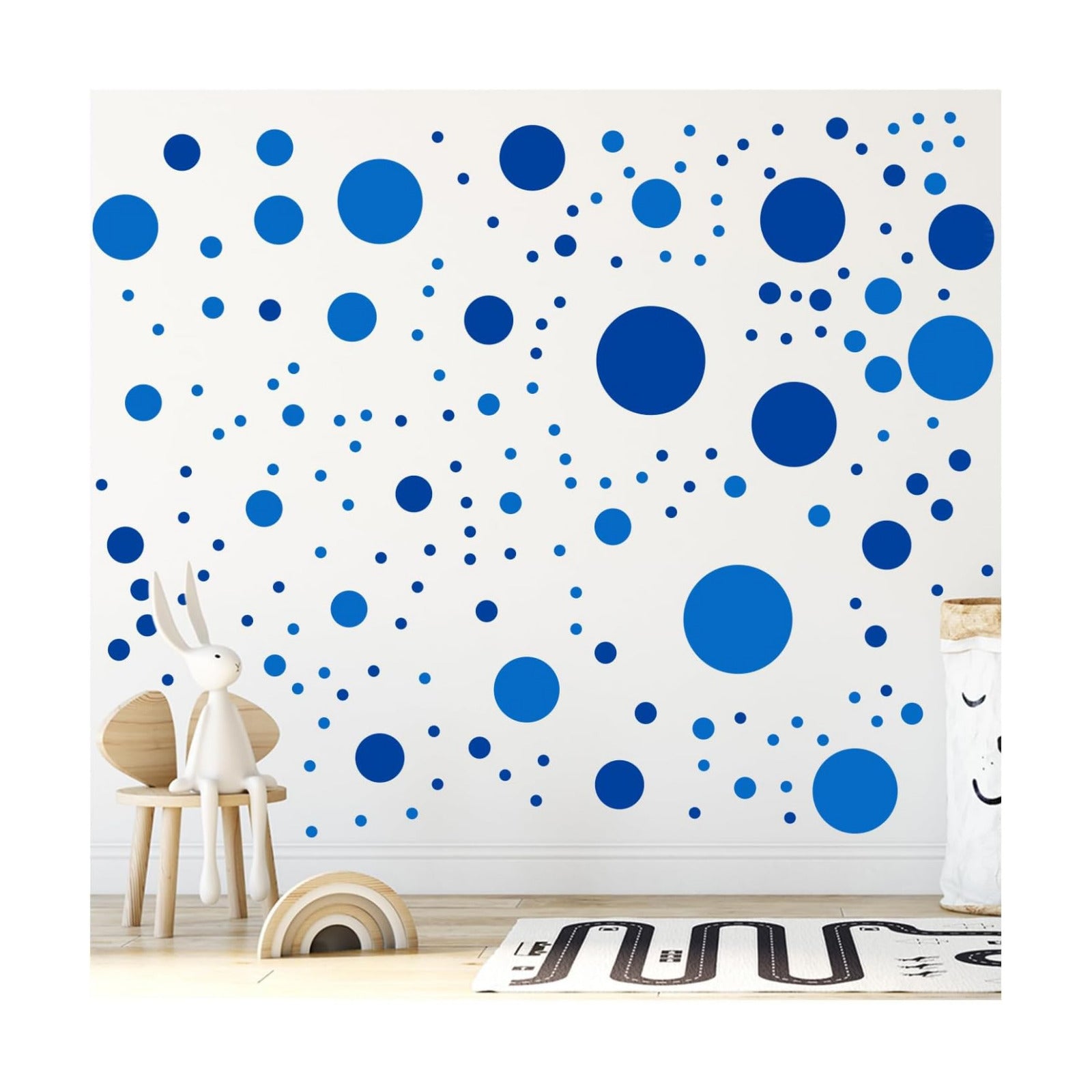 500+ Assorted Polka Dot Circle Wall Stickers for Kids Bedroom Living Room / Blue