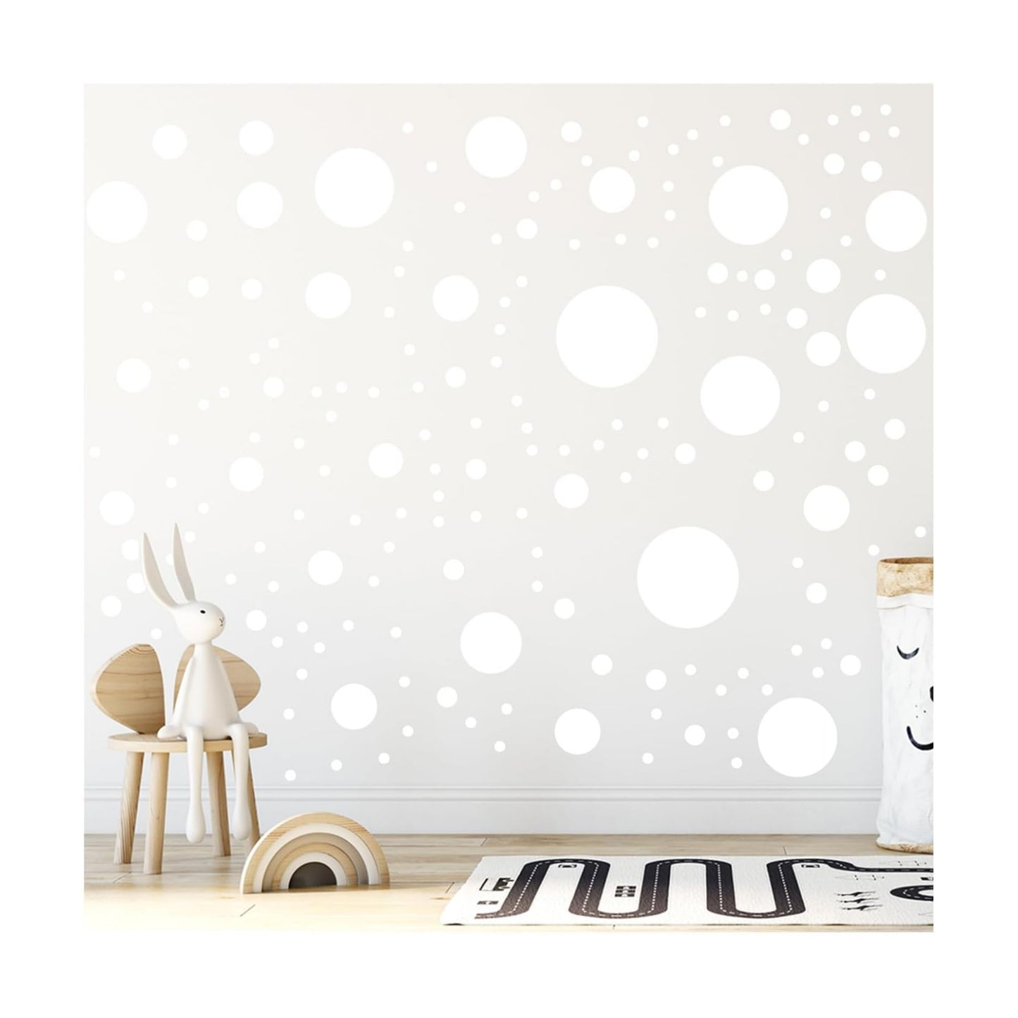 500+ Assorted Polka Dot Circle Wall Stickers for Kids Bedroom Living Room / White