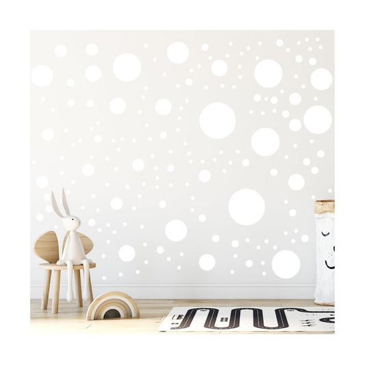 500+ Assorted Polka Dot Circle Wall Stickers for Kids Bedroom Living Room / White