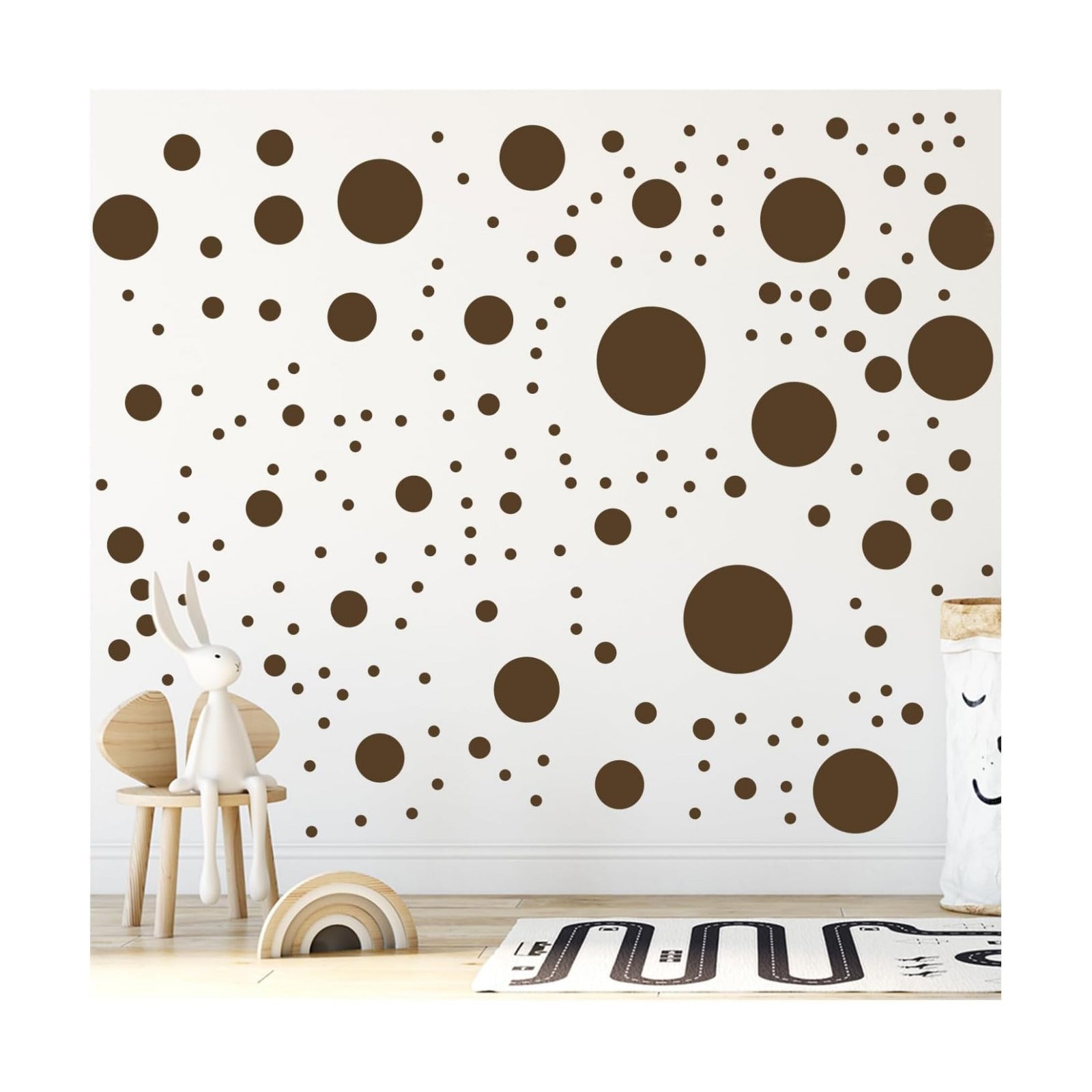 500+ Assorted Polka Dot Circle Wall Stickers for Kids Bedroom Living Room / Brown