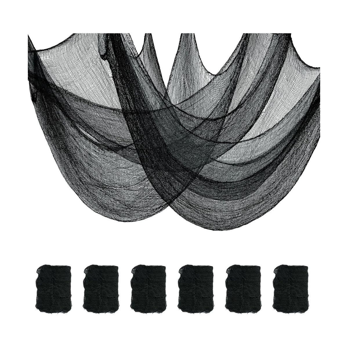 Xgunion Creepy Cloth 6Pcs 30x72 Inch Black Spooky Gauze