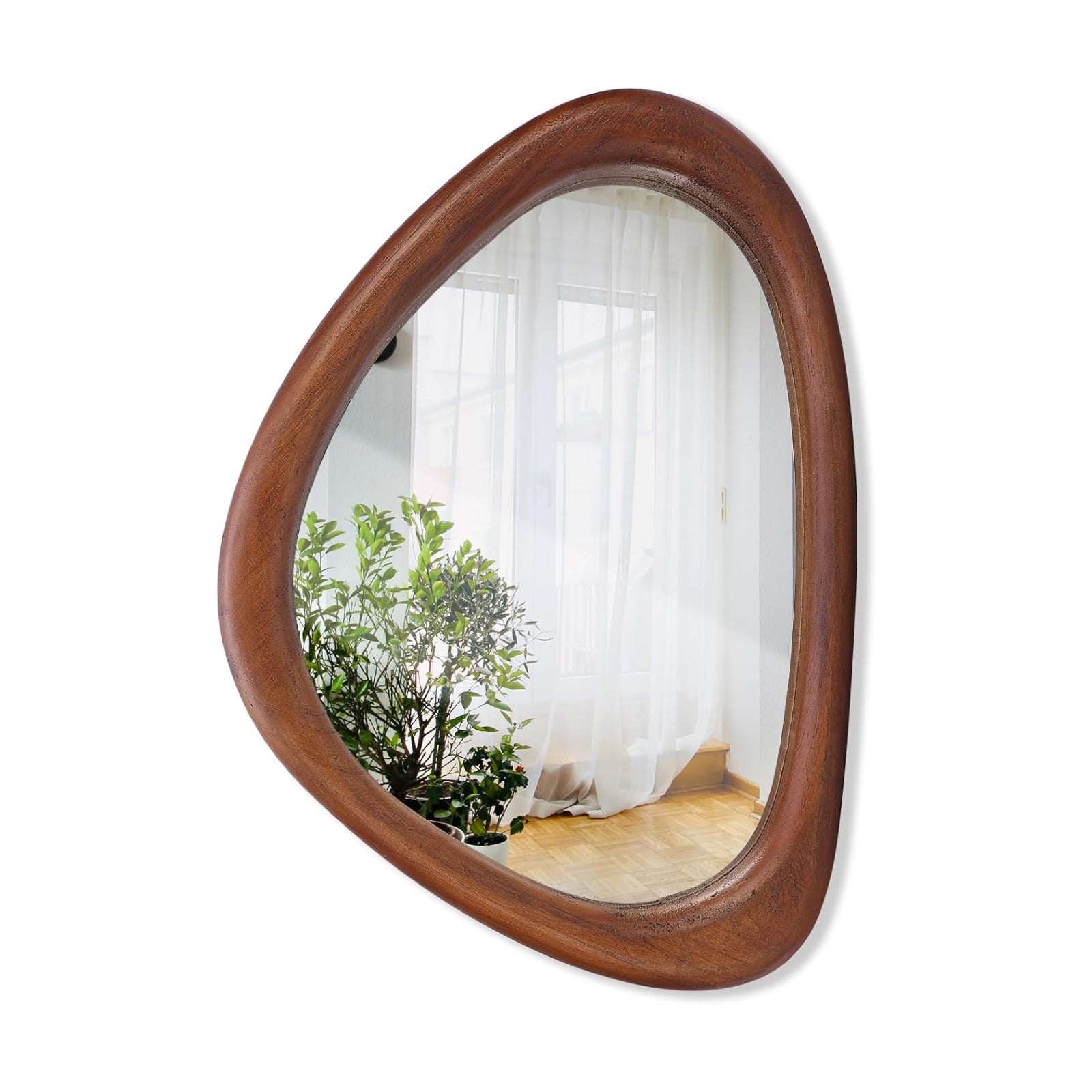 15 * Asymmetrical Wood Mirrors / Black Walnut / 15"L x 10"W / 10 Inch