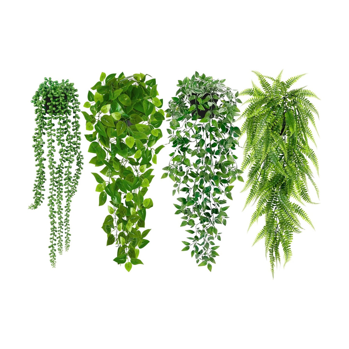 Artificial Hanging Plants / Green / Set of 4