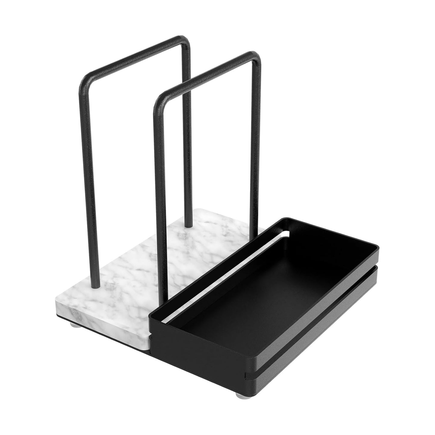 Napkin Holder / Salt and Pepper Shakers Caddy / Black / Marble
