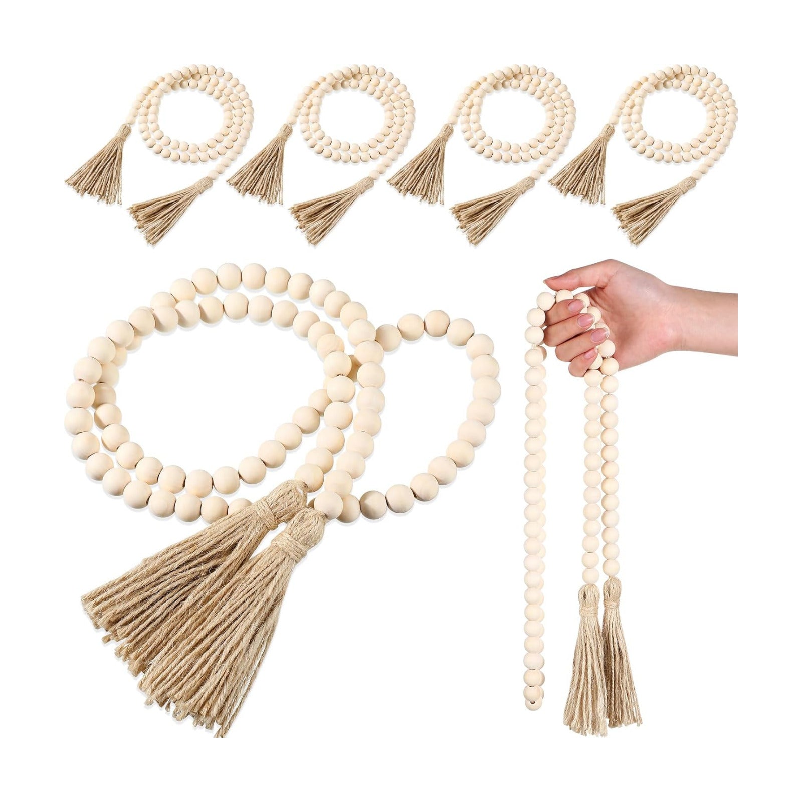 58'' Bead Garland / Wood / Set of 6