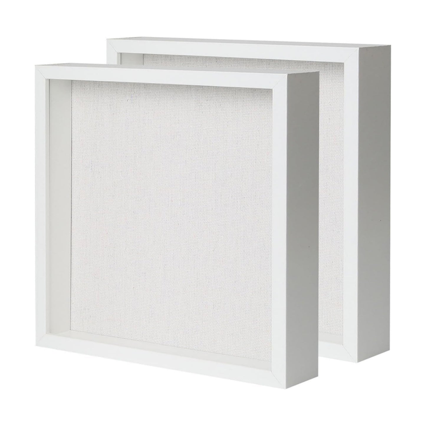 Muzilife 12x12 Shadow Box Wood Picture Frame, HD Glass, 2PCS, White | FSC-Certified MDF | Soft Acid-free Linen Board